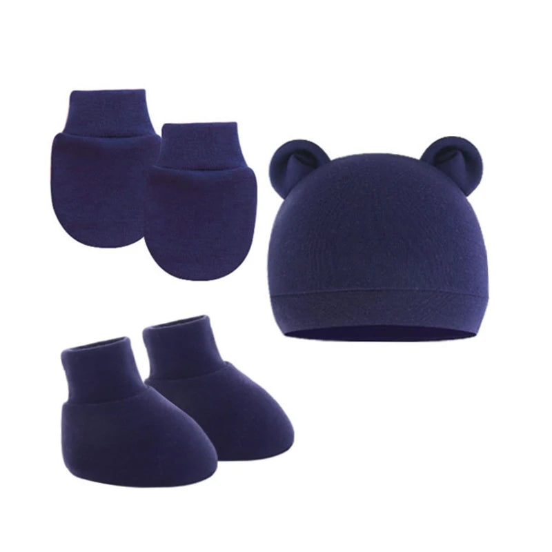 Newborn Hat Gloves Socks Set for Baby Boy Girl Cotton Fall Casual Photography Props Soft Headwear Infant Nightcap-Dollar Bargains Online Shopping Australia