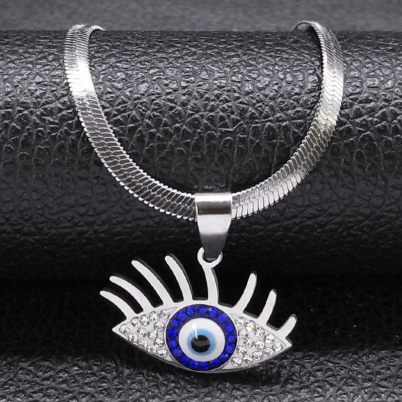 Vintage Crystal Evil Demon Eye Choker Necklaces for Women Stainless Steel Gold Plated Necklaces Jewelry-Dollar Bargains Online Shopping Australia