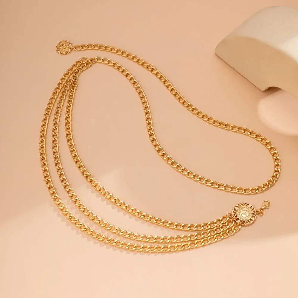Boho Sexy Women Fashion Belt Hip High Waist Gold Silver Color Narrow Metal Body Chain Chunky Fringes New-Dollar Bargains Online Shopping Australia
