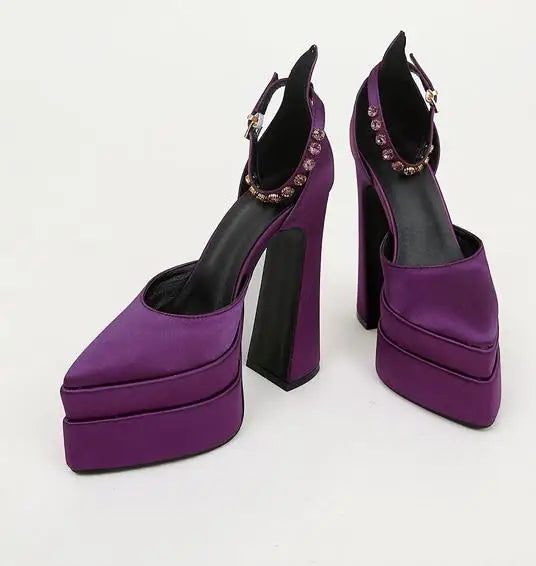 Women Sandals Summer Shoes Sexy Thick High Heels Platform Black Red Yellow Dress Party Wedding Shoes Woman Pumps-Dollar Bargains Online Shopping Australia