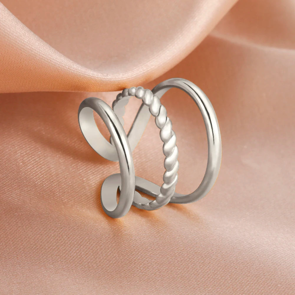 Women Rings Geometric Heart Aesthetic Adjustable Open Finger Ring Fashion Party Jewelry Gifts-Dollar Bargains Online Shopping Australia