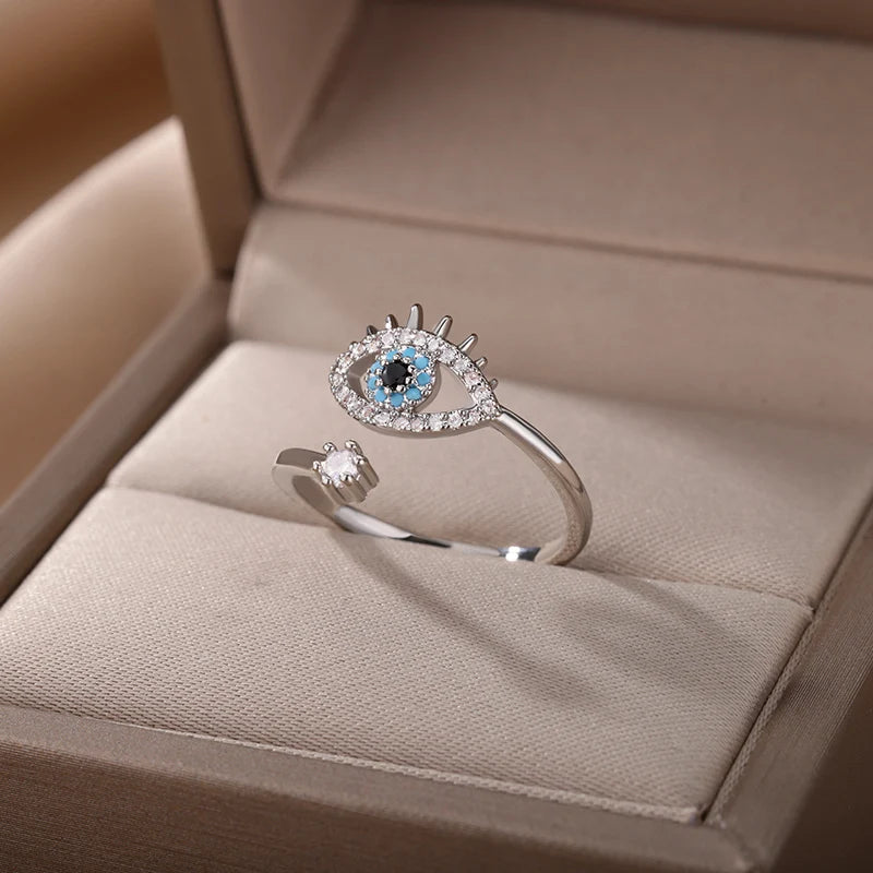 Lucky Turkish Evil Eye Rings For Women Opening Stainless Steel Ring Luxury Wedding Couple Jewelry anillos mujer-Dollar Bargains Online Shopping Australia