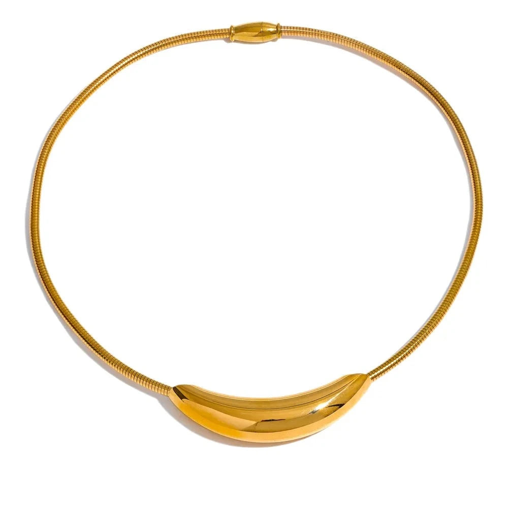Waterproof Stainless Steel Popular Choker Light Necklace Women Statement Metal 18K Gold Plated-Dollar Bargains Online Shopping Australia