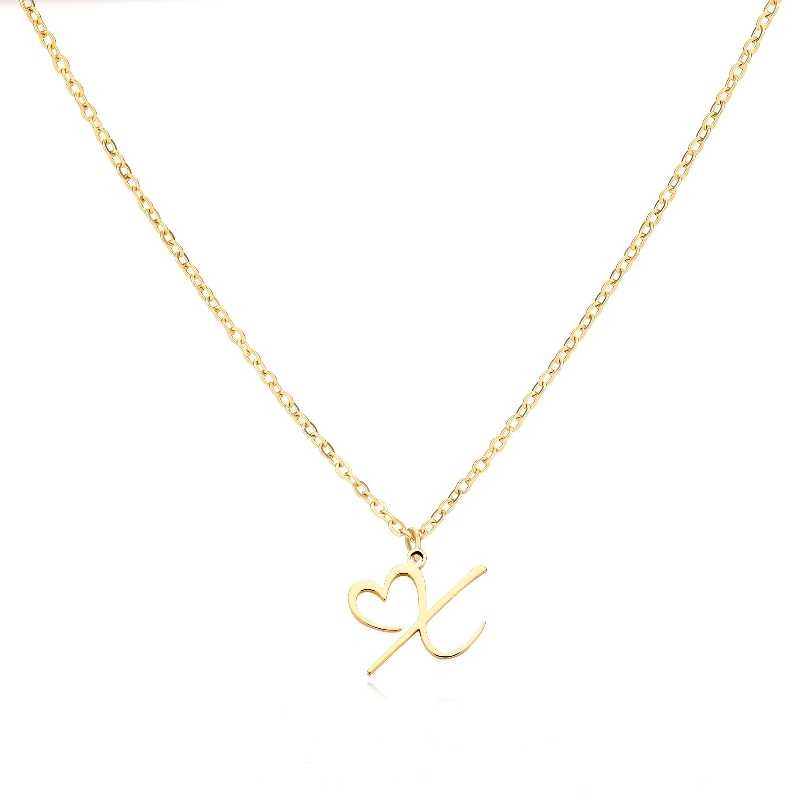 Heart Initial Letter Necklace for Women Gold Color Stainless Steel Necklace Jewelry Wedding Birthday-Dollar Bargains Online Shopping Australia