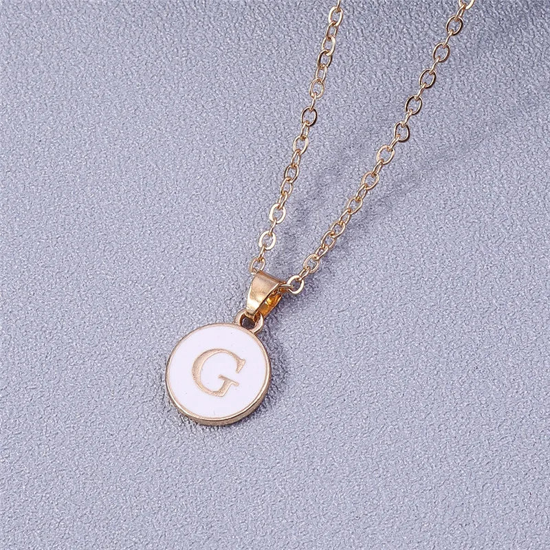 Name Initials Letter Pendant Necklace Enamel A-Z Alphabet Necklaces Girls Birthday Gifts Jewelry Accessories-Dollar Bargains Online Shopping Australia