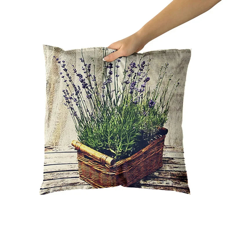 Happy Easter Day Purple Flower Pillow Case Hydrangea Lavender Rose Forest Pillowslip Cushion Covers Sofa Living Room-Dollar Bargains Online Shopping Australia