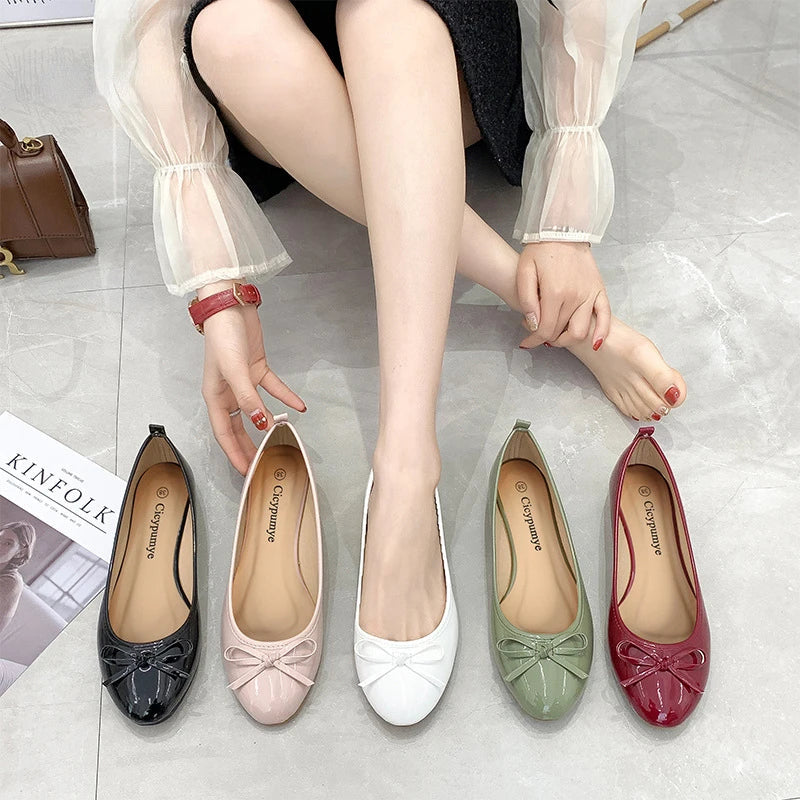 Flat Shoes Women Ballerinas Round Toe Bowtie Slip on Ballet Flats Lazy Loafers Moccasins Ladies Casual Flats Shoes