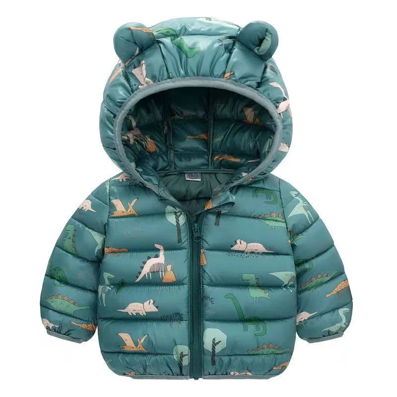 Baby Warm Down Jackets Boys Girls Hooded Cartoon Print Outerwear Autumn Winter Coats Children Clothing Lightweight Jackets-Dollar Bargains Online Shopping Australia