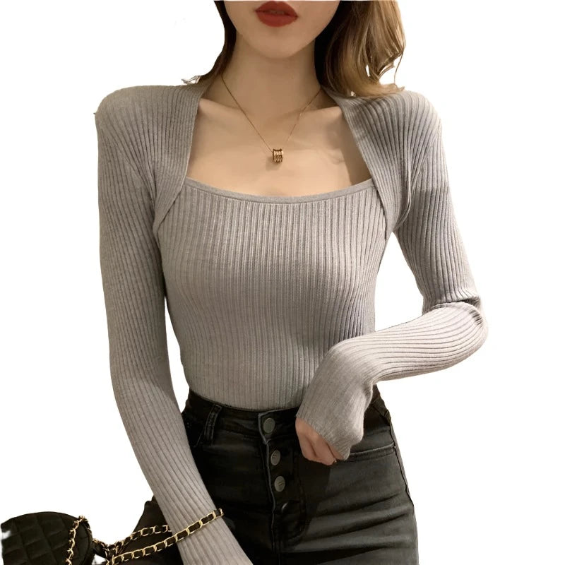 Women Sweater Pullover Long Sleeve Top Square Collar Women Jumper-Dollar Bargains Online Shopping Australia