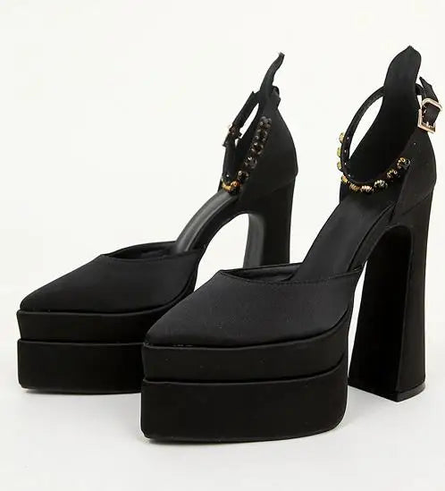 Women Sandals Summer Shoes Sexy Thick High Heels Platform Black Red Yellow Dress Party Wedding Shoes Woman Pumps-Dollar Bargains Online Shopping Australia