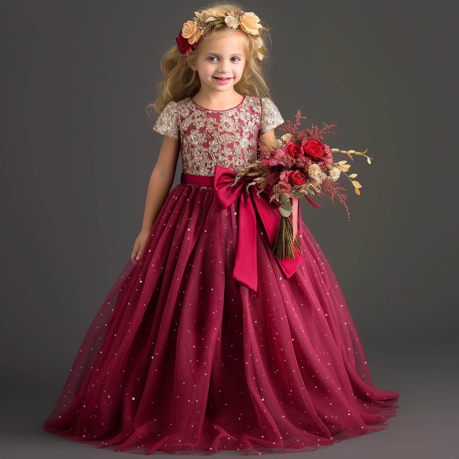 Girls Dress Lace Princess Pageant Birthday Party First Communion Gowns Bridesmaid Flower Girl Dresses For Wedding-Dollar Bargains Online Shopping Australia