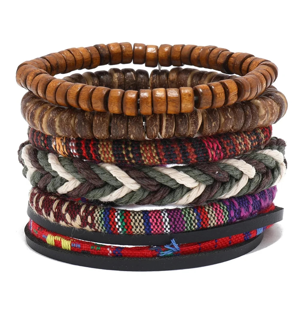 Trendy Compass Man Leather Bracelets set Black Hand Woven Bracelet for Men 4pcs/set DIY Male Jewelry Gift New Pulsera Hombre-Dollar Bargains Online Shopping Australia