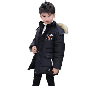 Jacket Autumn Winter Thicken Warm Teenager Kids Jackets Fashion Long Style Zipper Hooded Boys Coat-Dollar Bargains Online Shopping Australia