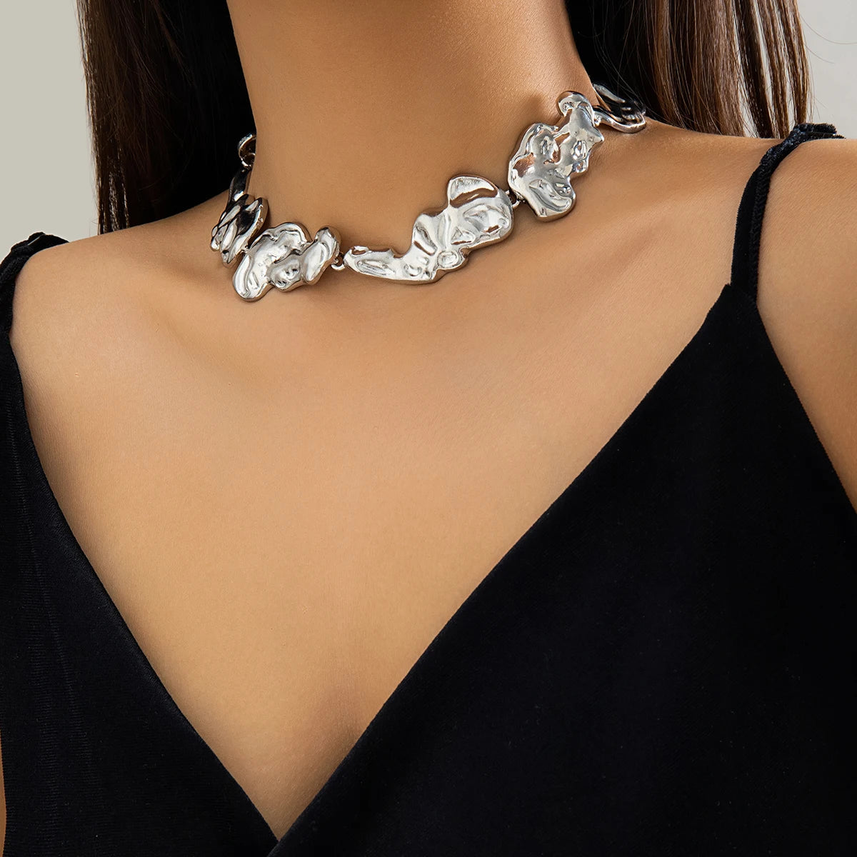 Exaggerated Irregular Big Metal Thick Choker Necklace for Women Trendy Chunky Collar on Neck Accessories Fashion Jewelry Female-Dollar Bargains Online Shopping Australia