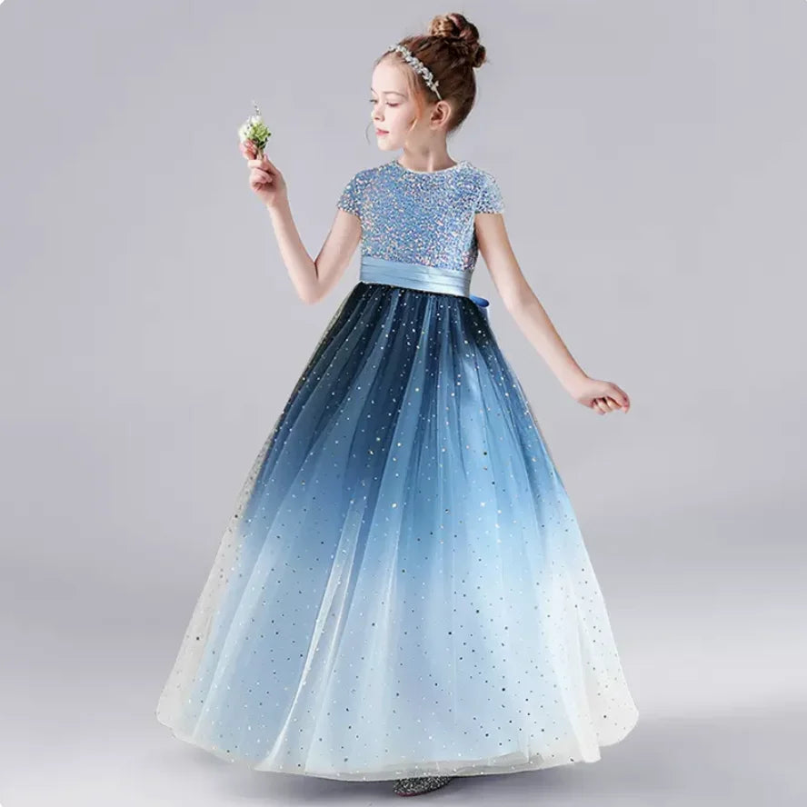 Sparkly Sequins Short Sleeves Flower Girl Dresses Tulle Kids Birthday Party Pageant Prom Gown Junior Bridesmaid-Dollar Bargains Online Shopping Australia