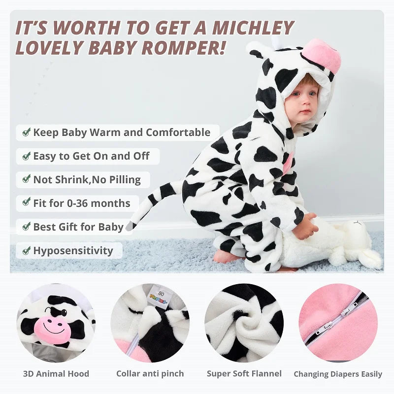 Halloween Baby Rompers Winter Hooded Flannel Toddler Infant Clothes Overall Bodysuits Jumpsuit Costume-Dollar Bargains Online Shopping Australia