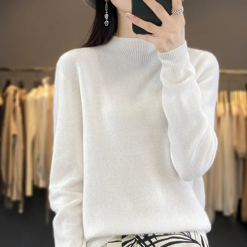 Wool Sweater Women's Loose Half Turtleneck Pullover Simple Top-Dollar Bargains Online Shopping Australia