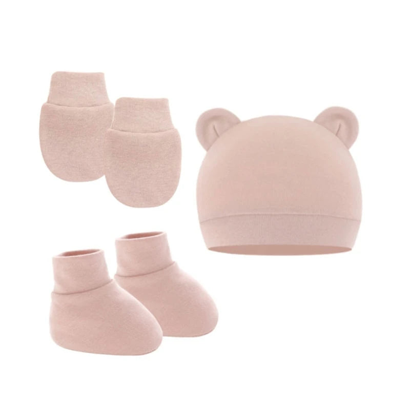 Newborn Hat Gloves Socks Set for Baby Boy Girl Cotton Fall Casual Photography Props Soft Headwear Infant Nightcap-Dollar Bargains Online Shopping Australia
