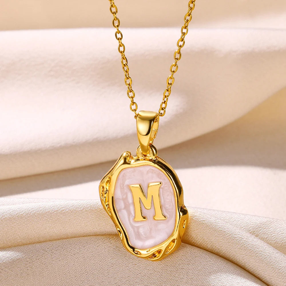 Y2K Stainless Steels Drip Oil 26 Letter Necklaces for Women Men Alphabet A-Z Initials Pendant Necklace Aesthetic Jewelry Gift-Dollar Bargains Online Shopping Australia