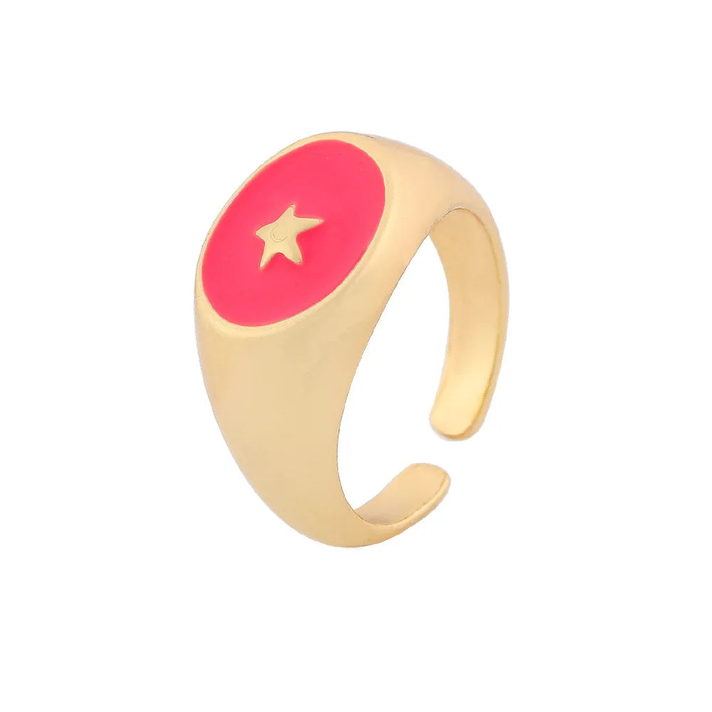 Drip Oil Love Set Ring For Women Simple Light Luxury Ladies Smiley Butterfly Jewelry Birthday Party Gifts-Dollar Bargains Online Shopping Australia