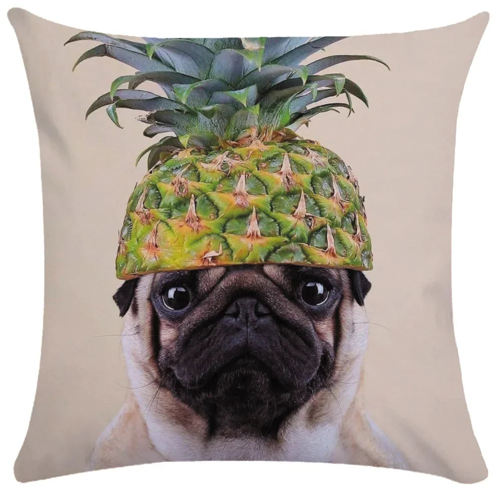 Pug Bulldog Print Cushion Cover Pets Dog Pillowcase For Home Sofa Decoration Polyester Lumbar Pillow Case Gift-Dollar Bargains Online Shopping Australia