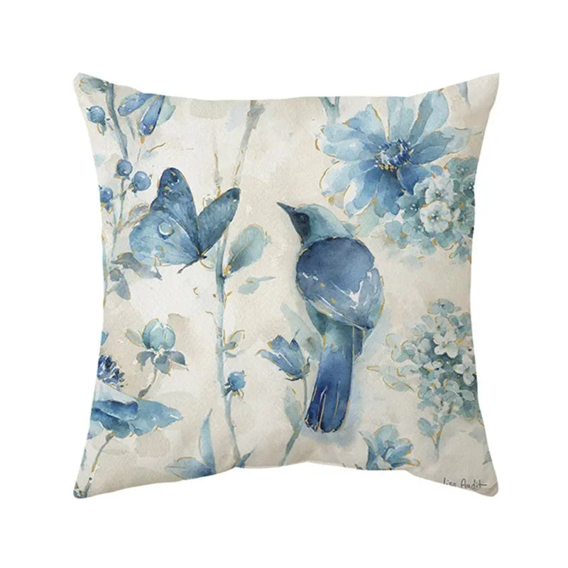 Oil Painting Flowers Decorative Pillowcase for Sofa Ginkgo Leaves Printed Polyester Cushion Cover 45x45cm Home Decor-Dollar Bargains Online Shopping Australia