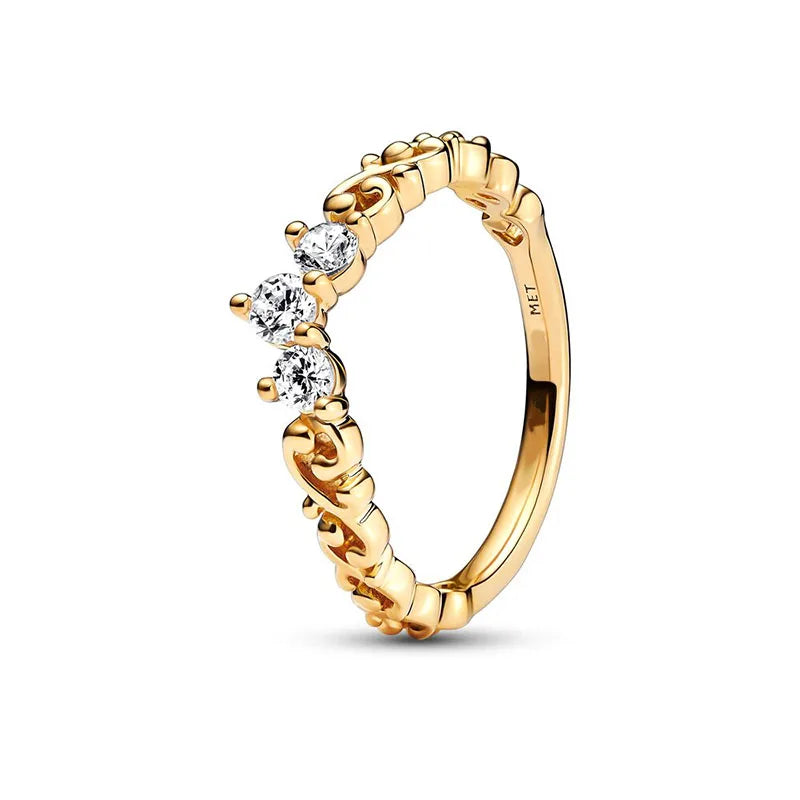 Gold Silver Ring Zircon Sparkling Princess Wishbone Heart Ring Women Original Ring Fine Jewelry-Dollar Bargains Online Shopping Australia