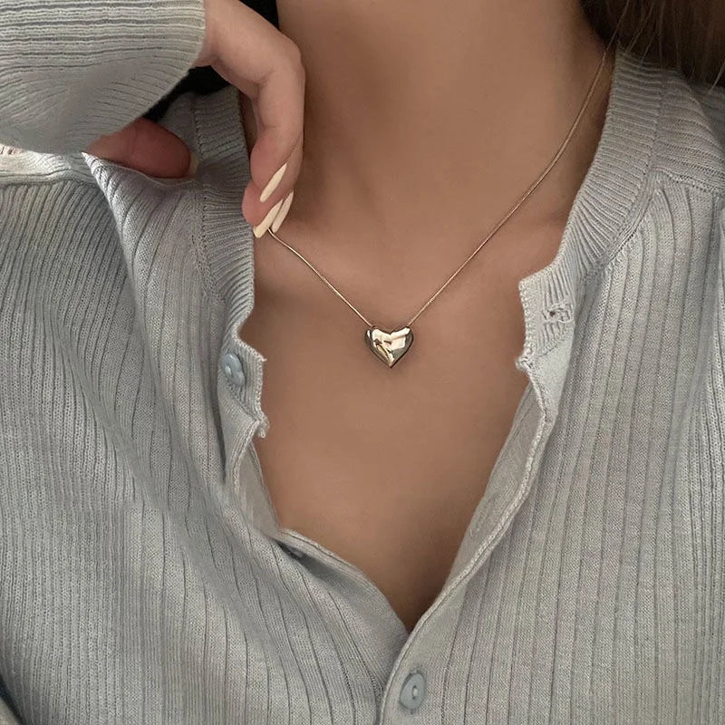 Love Heart Pendant Necklace For Women Men Personality Simple Design Thin Chain Choker Necklaces Jewelry-Dollar Bargains Online Shopping Australia
