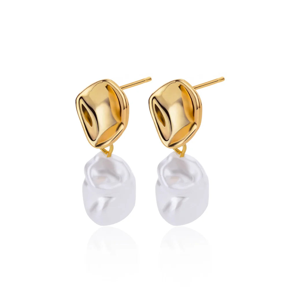 Circle Earrings For Women Vintage Punk Baroque Pearl Earrings Stainless Steel Ear Clip Women Jewelry Imitation Pearl-Dollar Bargains Online Shopping Australia