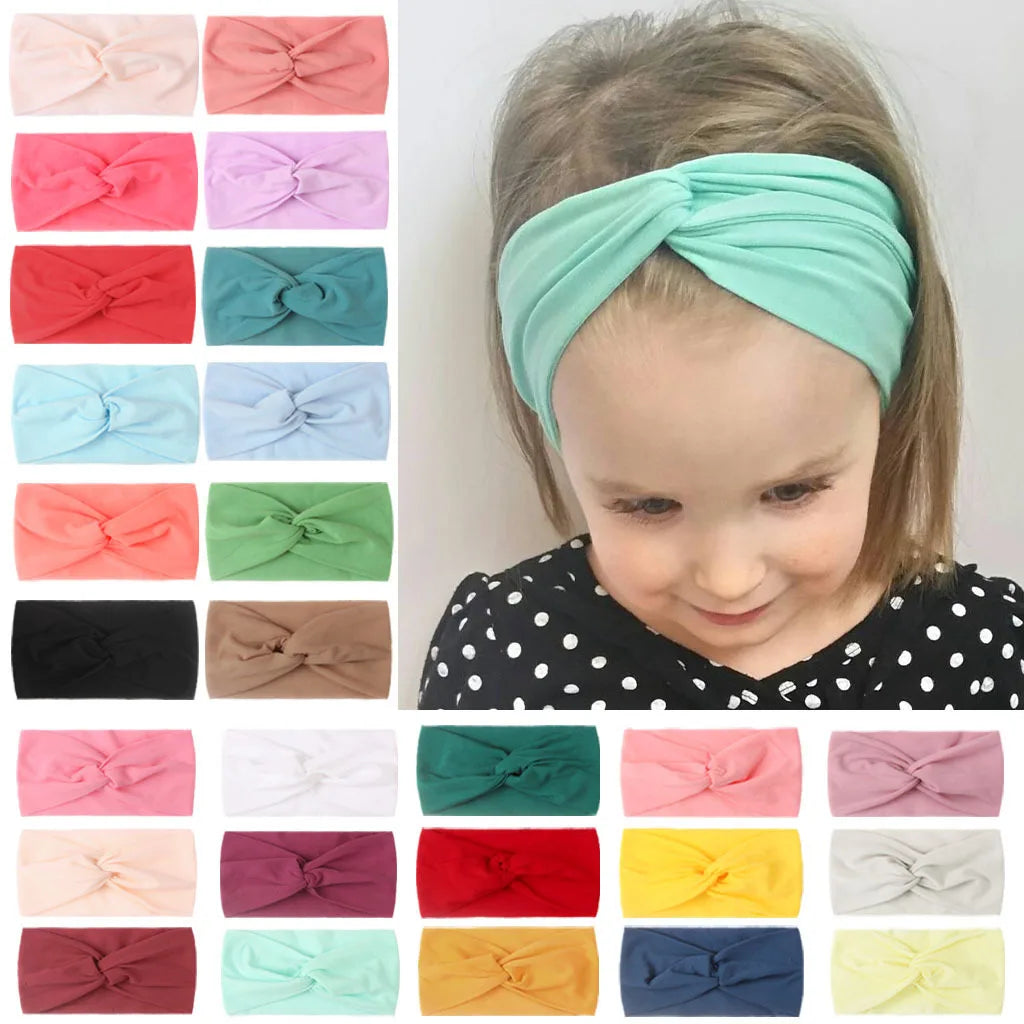 Solid Color Baby Headband Girls Twisted Knotted Soft Elastic Baby Girl Headbands Hair Accessories Large Size-Dollar Bargains Online Shopping Australia