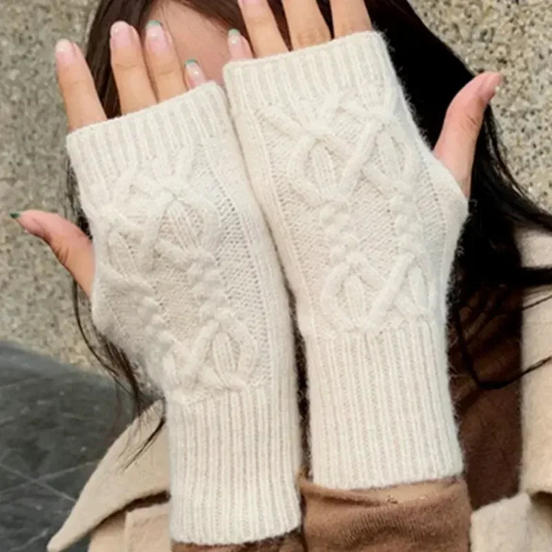 Half Finger Gloves for Women Winter Soft Warm Wool Knitting Arm Gloves Soft Warm Half Finger Handschoenen Unisex Mitten-Dollar Bargains Online Shopping Australia