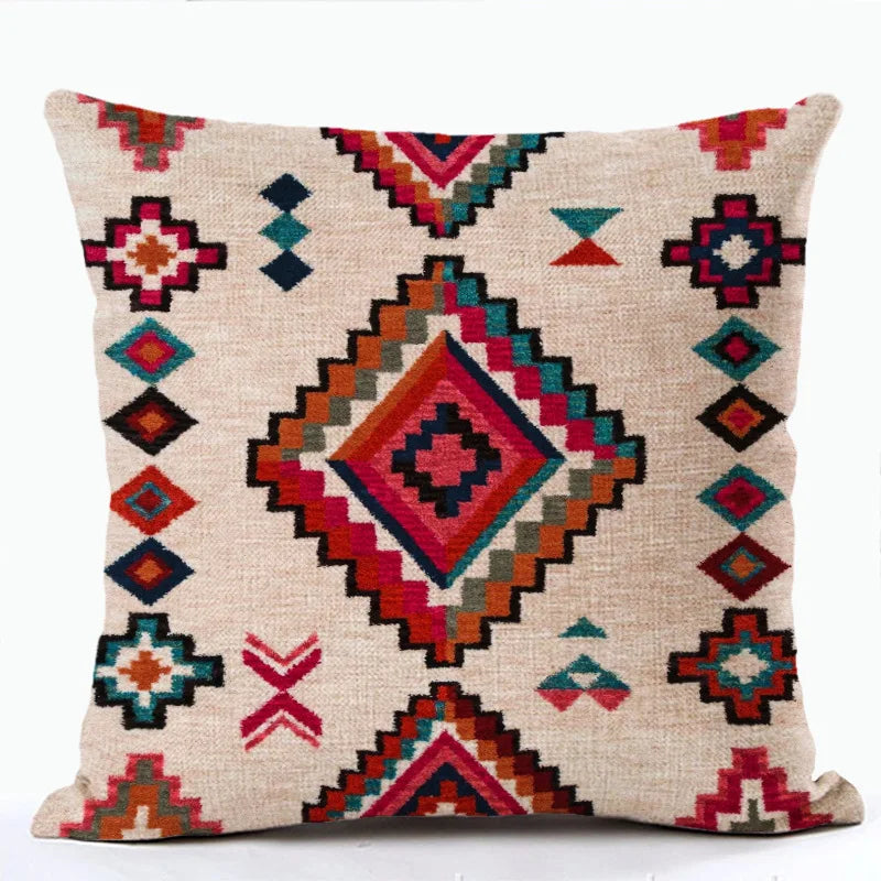 Bohemian Patterns Linen Cushions Case Multicolors Abstract Ethnic Geometry Print Decorative Pillows Case Living Room Sofa Pillow-Dollar Bargains Online Shopping Australia