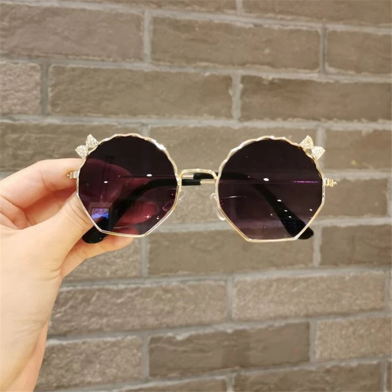 Children's Sunglasses Boys and Girls Anti-UV Sun Glasses Baby Cute Bow Little Girl Shell Glasses Metal Frame Eyewear-Dollar Bargains Online Shopping Australia