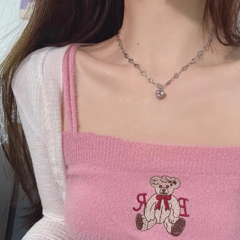 Love Heart Pendant Necklace For Women Men Personality Simple Design Thin Chain Choker Necklaces Jewelry-Dollar Bargains Online Shopping Australia