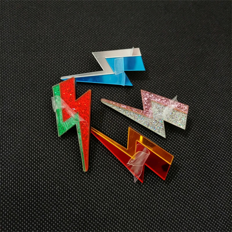 Glitter Lightning Acrylic Stud Earrings For Women Multicolor Jewelry Mirror Trendy Fashion Summer Classic Accessories-Dollar Bargains Online Shopping Australia