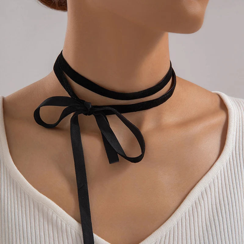 Pearl Stone Choker Necklace Elegant Trend Lace up Rope Clavicle Chain for Women-Dollar Bargains Online Shopping Australia