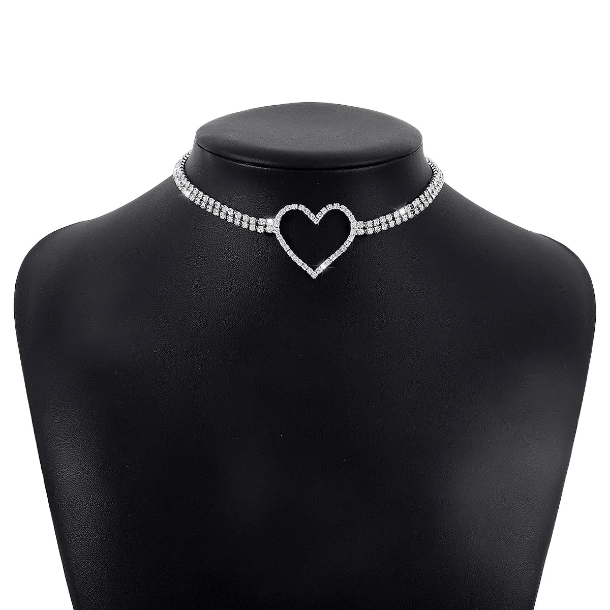 Romantic Crystal Heart Choker Necklace For Women Elegant Party Wedding Statement Necklace Fashion Jewelry Girls-Dollar Bargains Online Shopping Australia