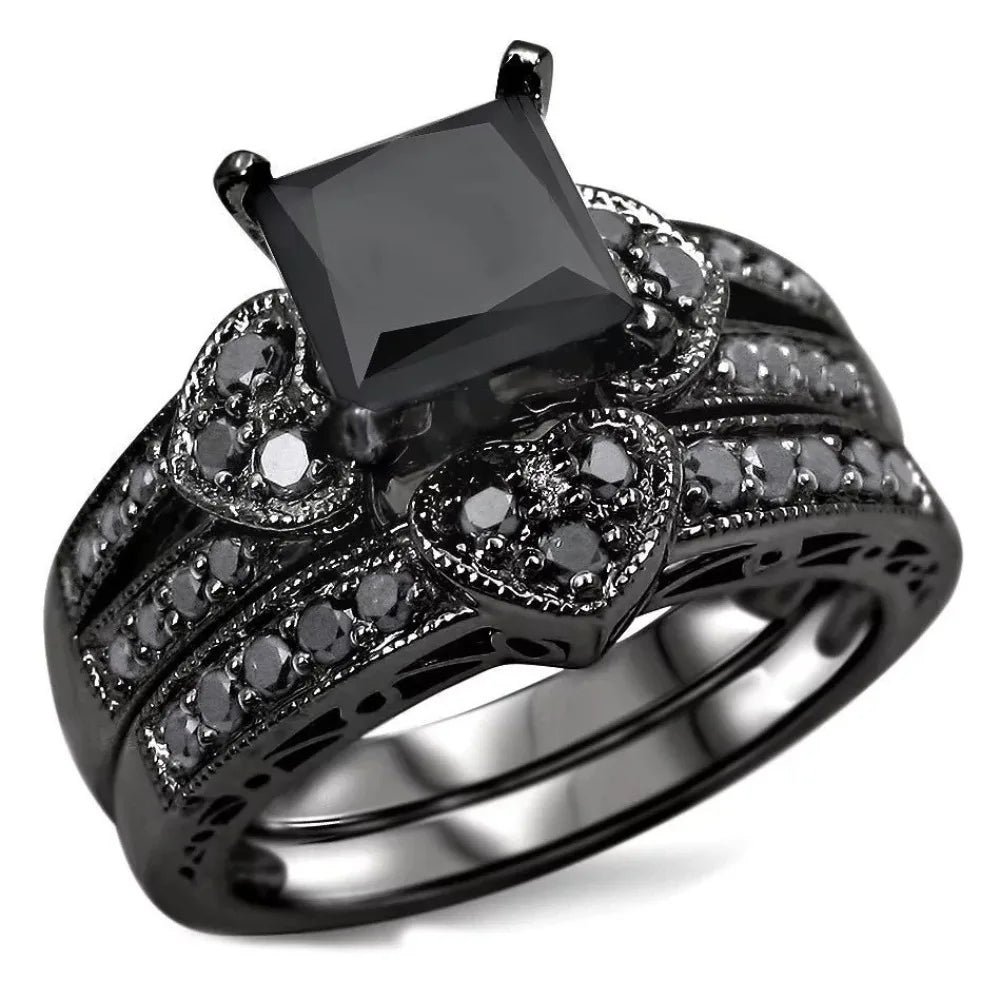 Luxury Rings Unique Female Black Oval Inlaid Cross Border Rings Vintage Big Wedding Rings For Women Men Jewelry Gift Fashion-Dollar Bargains Online Shopping Australia