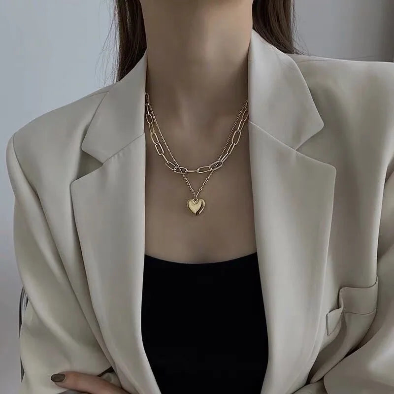 Love Heart Pendant Necklace For Women Men Personality Simple Design Thin Chain Choker Necklaces Jewelry-Dollar Bargains Online Shopping Australia
