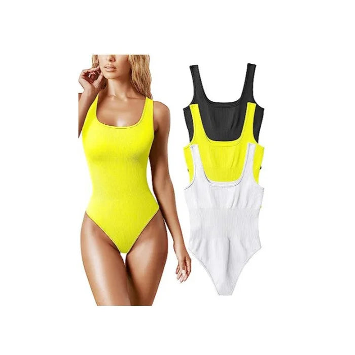 Sleeveless Bodysuits for Women Summer Basic Ribbed Sexy Crew Neck Racerback Tank Tops Body Suit Going Out-Dollar Bargains Online Shopping Australia