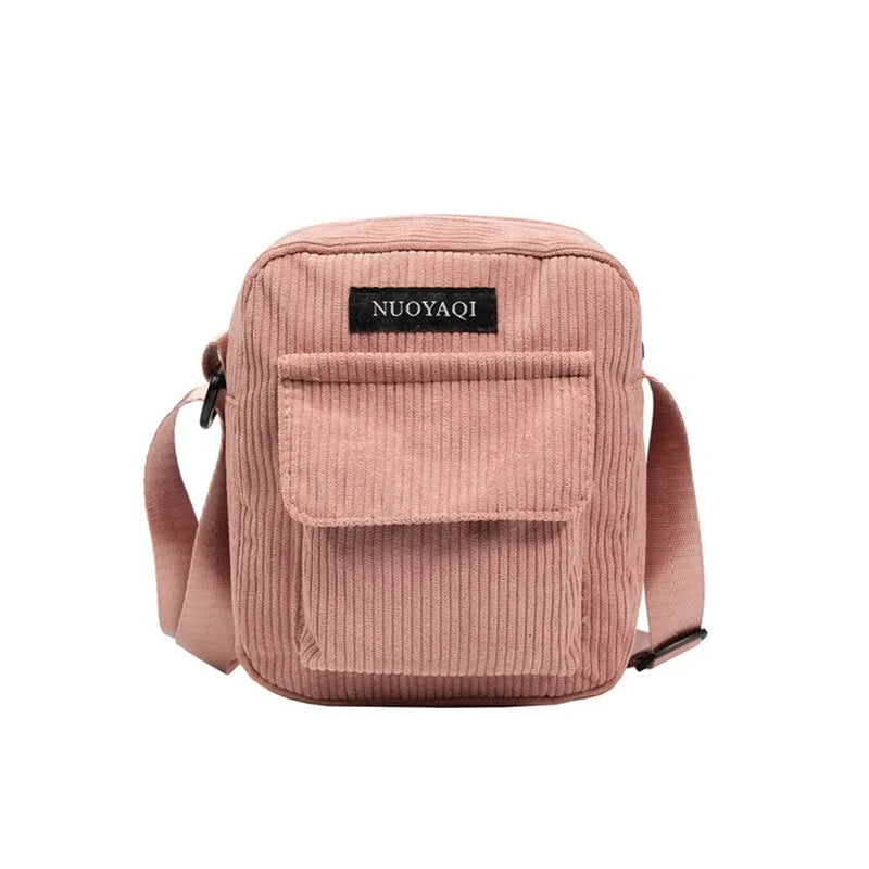 Women Corduroy Shoulder Bags Striped Cloth Fabric Handbags Casual Zip Tote Canvas Crossbody Bag Cute Shopping Bag for Ladies-Dollar Bargains Online Shopping Australia