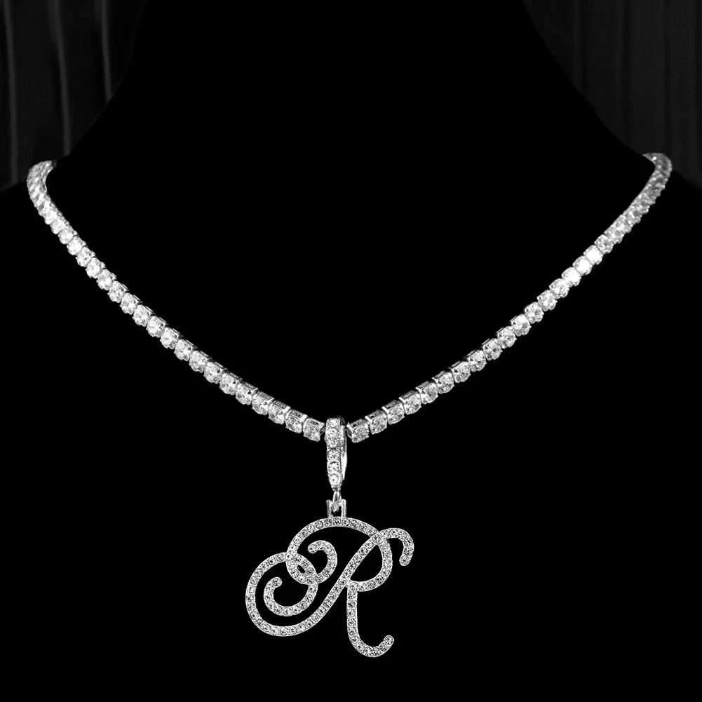 Cursive Letters Cubic Zirconia Chain Name Necklace Hip Hop Jewelry Gold Silver Color CZ-Dollar Bargains Online Shopping Australia