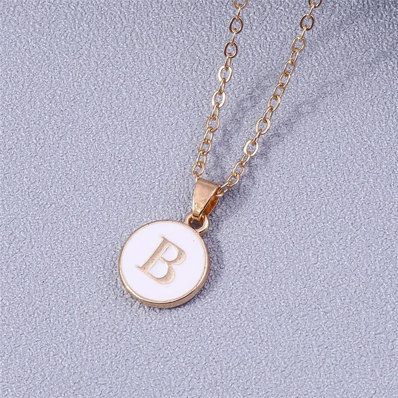 Name Initials Letter Pendant Necklace Enamel A-Z Alphabet Necklaces Girls Birthday Gifts Jewelry Accessories-Dollar Bargains Online Shopping Australia