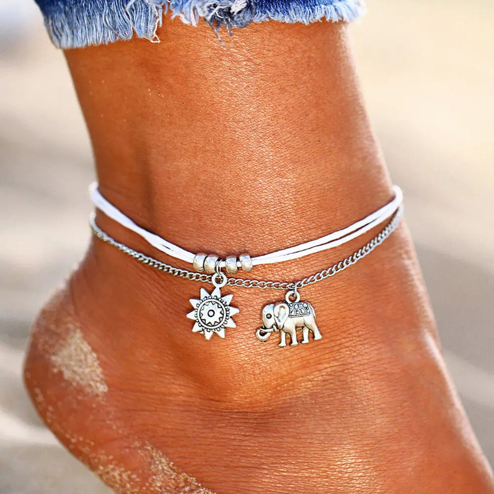 2022 Bohemia Anklets for Women Summer Beach Foot Chains Boho Beads Butterfly Bracelet Charm Anklet Set Ankle Jewelry Accessories-Dollar Bargains Online Shopping Australia