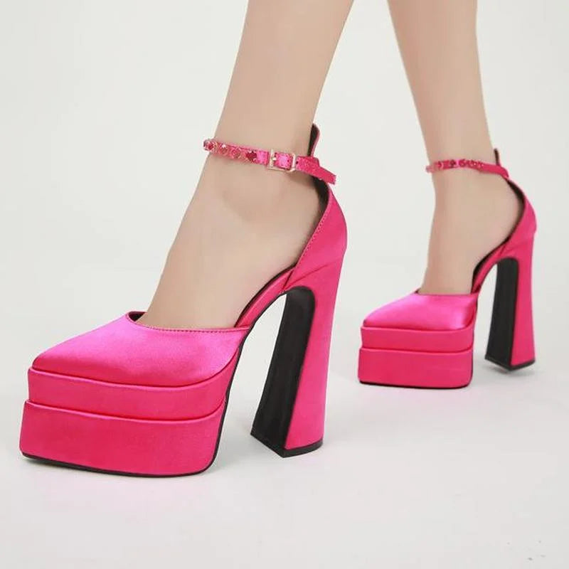 Women Sandals Summer Shoes Sexy Thick High Heels Platform Black Red Yellow Dress Party Wedding Shoes Woman Pumps-Dollar Bargains Online Shopping Australia