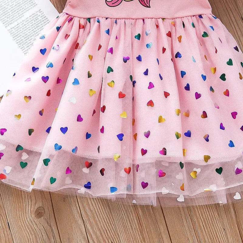 Kids Dresses Sleeve Unicorn Girls Sequins Costume Princess Dress Kids Daily Clothes
