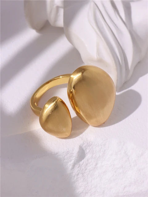 Glossy Wide Version Gold Color Plated Exaggerated Metal Rings Open Adjustable Ring for Women Men Jewelry-Dollar Bargains Online Shopping Australia