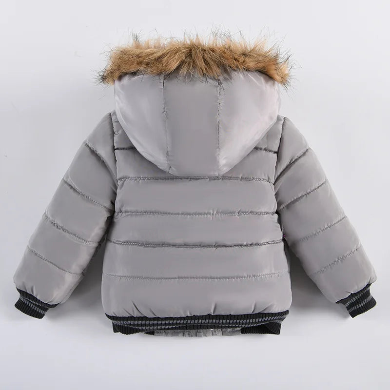 Autumn Winter Boys Jacket New Keep Warm Baby Coat Hooded Zipper Fashion Fur Collar Boys Outerwear-Dollar Bargains Online Shopping Australia