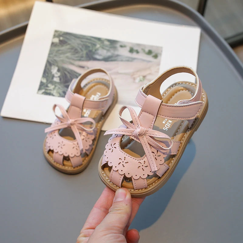 Summer Baby Girls Sandals Cut-Outs Lace Princess Shoes Children Sandals Anti Slip Soft Sole Toddler Kids Beach Shoes-Dollar Bargains Online Shopping Australia