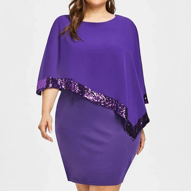 Irregular Design Bag Hip Dress Women Off-shoulder Sequin Fashion Oversized Chic